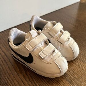 Nike Kids Cortez Black and White Velcro Sneakers